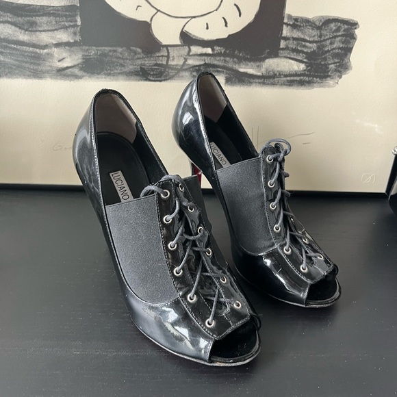 Lace Up Peep Toe Heels - Picture 2 of 6